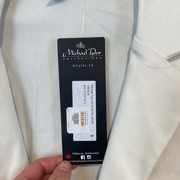 MICHAEL TYLER 3/4 SLEEVE WHITE JACKET BLAZER NWT SMALL - Picture 2 of 4